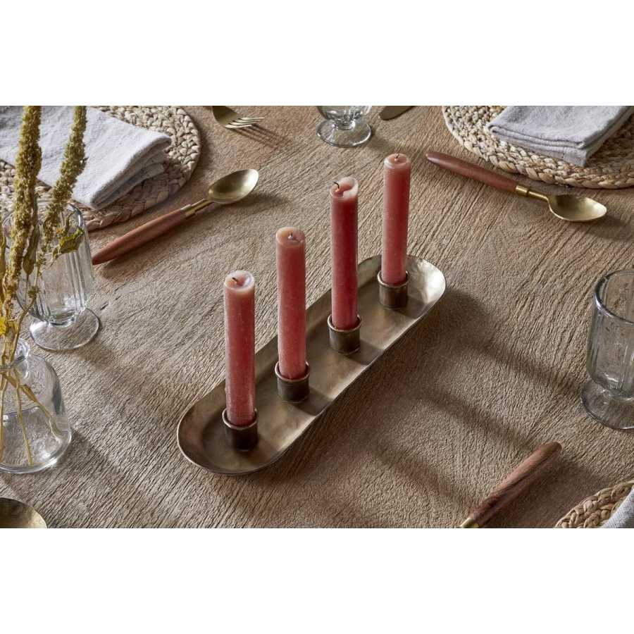 Amita Long Candle Holder - Antique Brass Nkuku Amita Long Candle Holder - Antique Brass