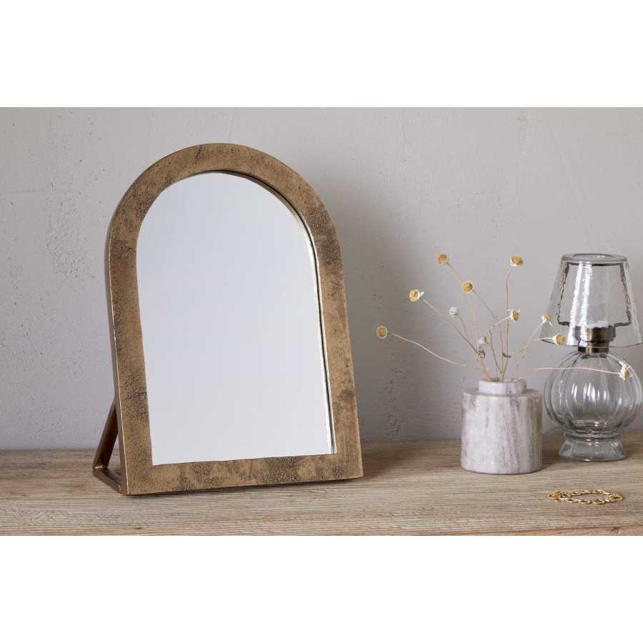 Nkuku Cayce Cast Aluminum Vanity Mirror - Antique Brass