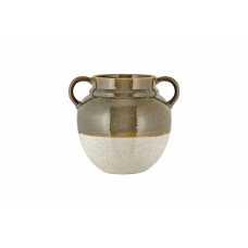 Nkuku Inha Reactive Glaze Vase - Dark Olive & Natural