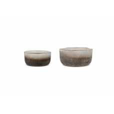 Nkuku Janka Tealight Holders - Smoked Charcoal (Set of 2)