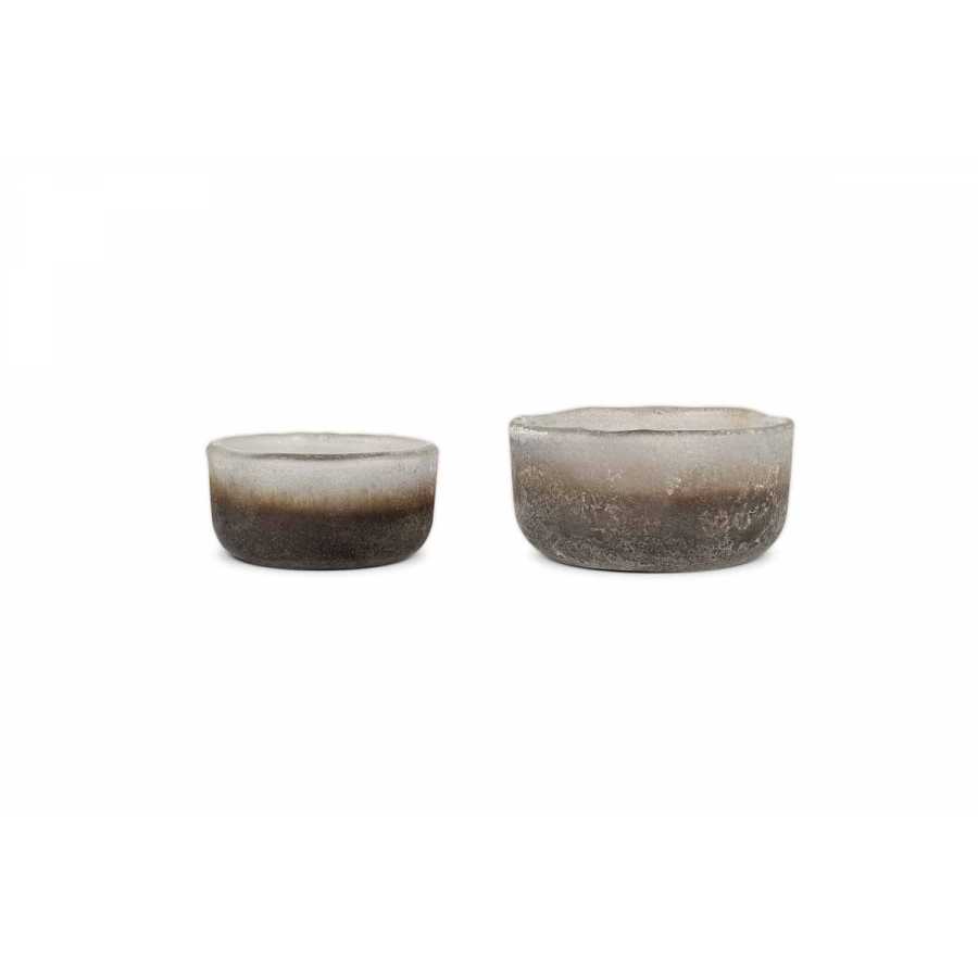 Nkuku Janka Tealight Holders - Smoked Charcoal (Set of 2)