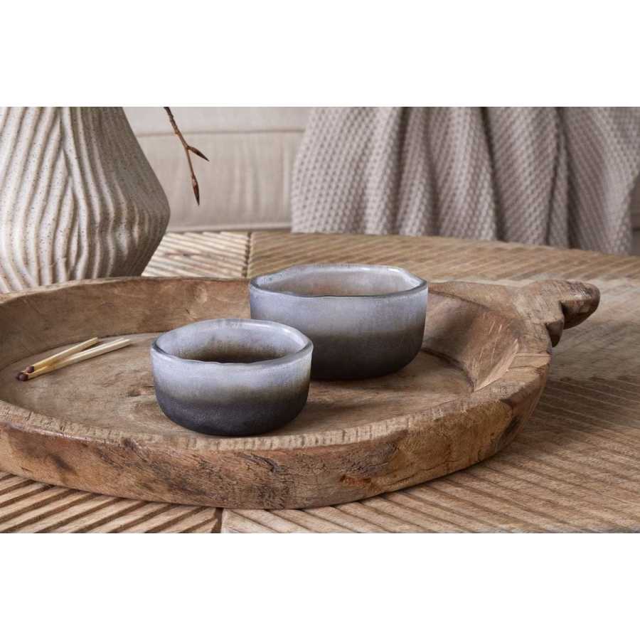Nkuku Janka Tealight Holders - Smoked Charcoal (Set of 2)