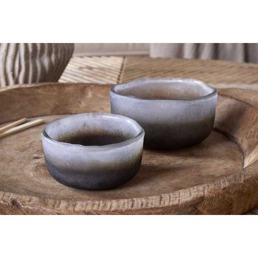 Nkuku Janka Tealight Holders - Smoked Charcoal (Set of 2)