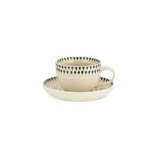 Nkuku Juniper Drop Cup & Saucer - Cream & Juniper
