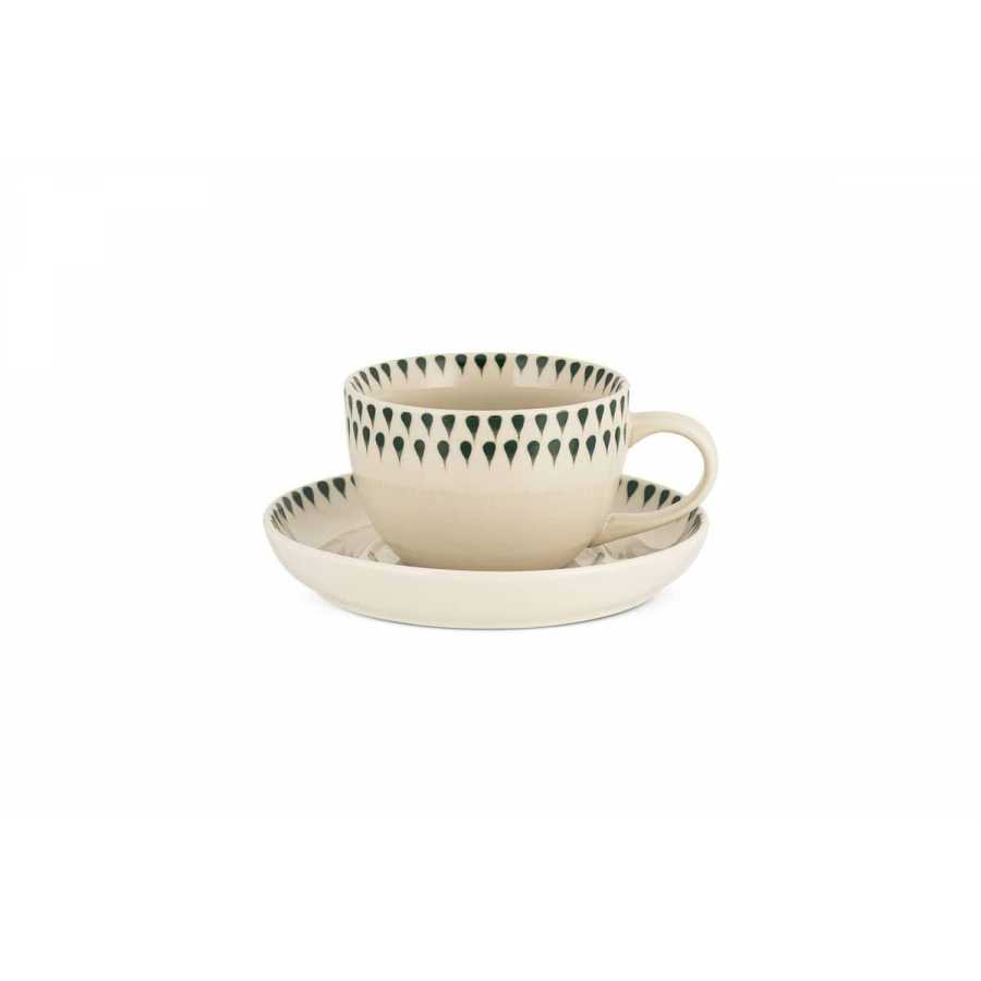 Nkuku Juniper Drop Cup & Saucer - Cream & Juniper