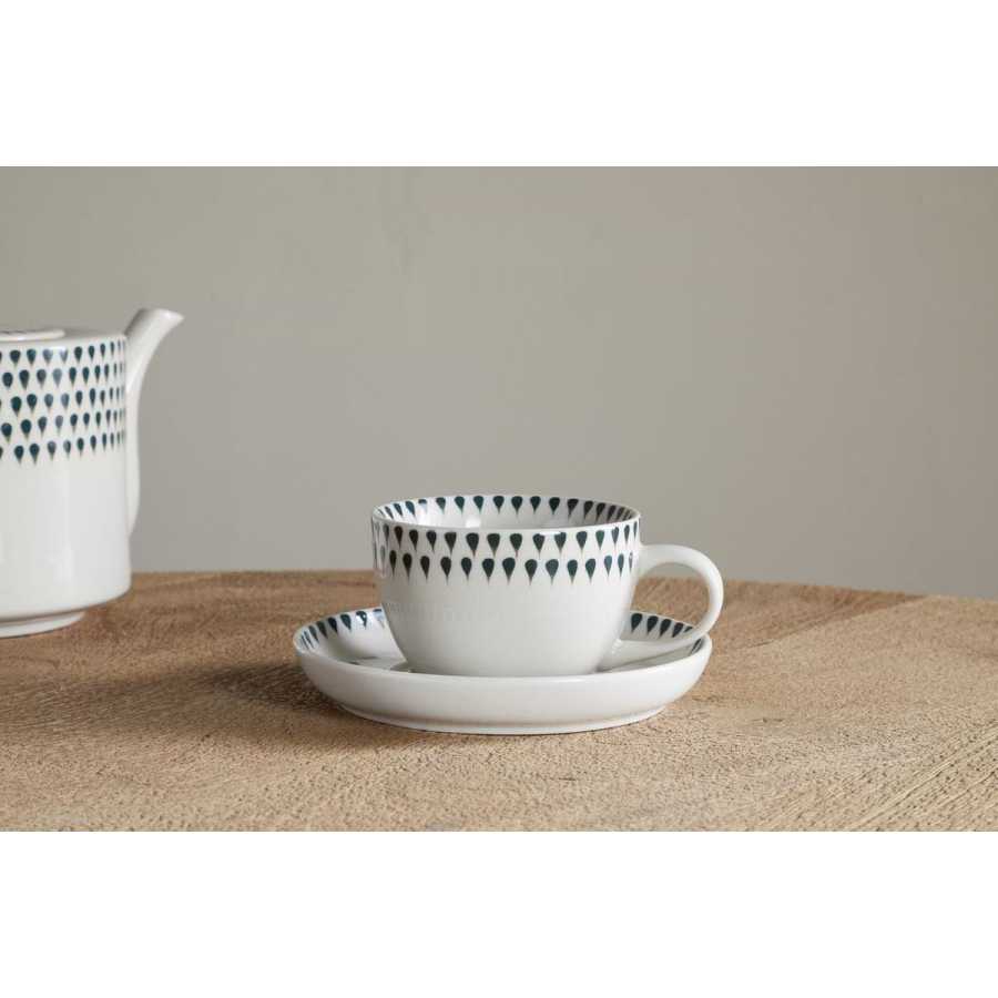 Nkuku Juniper Drop Cup & Saucer - Cream & Juniper