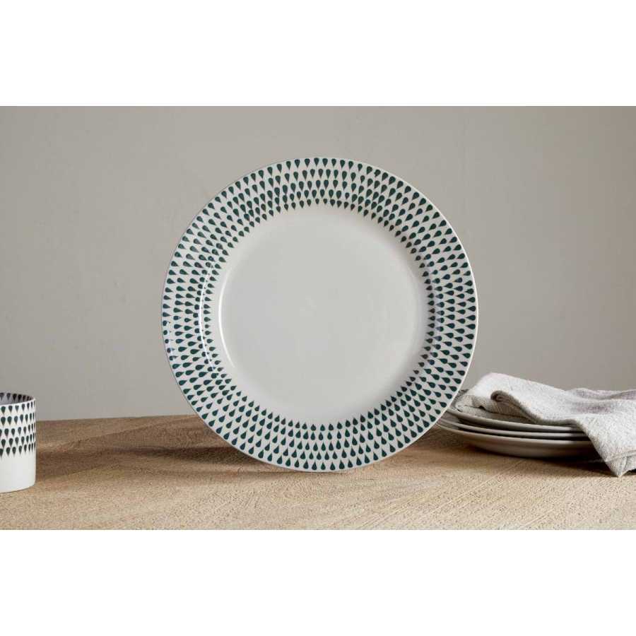 Nkuku Juniper Drop Dinner Plate - Cream & Juniper
