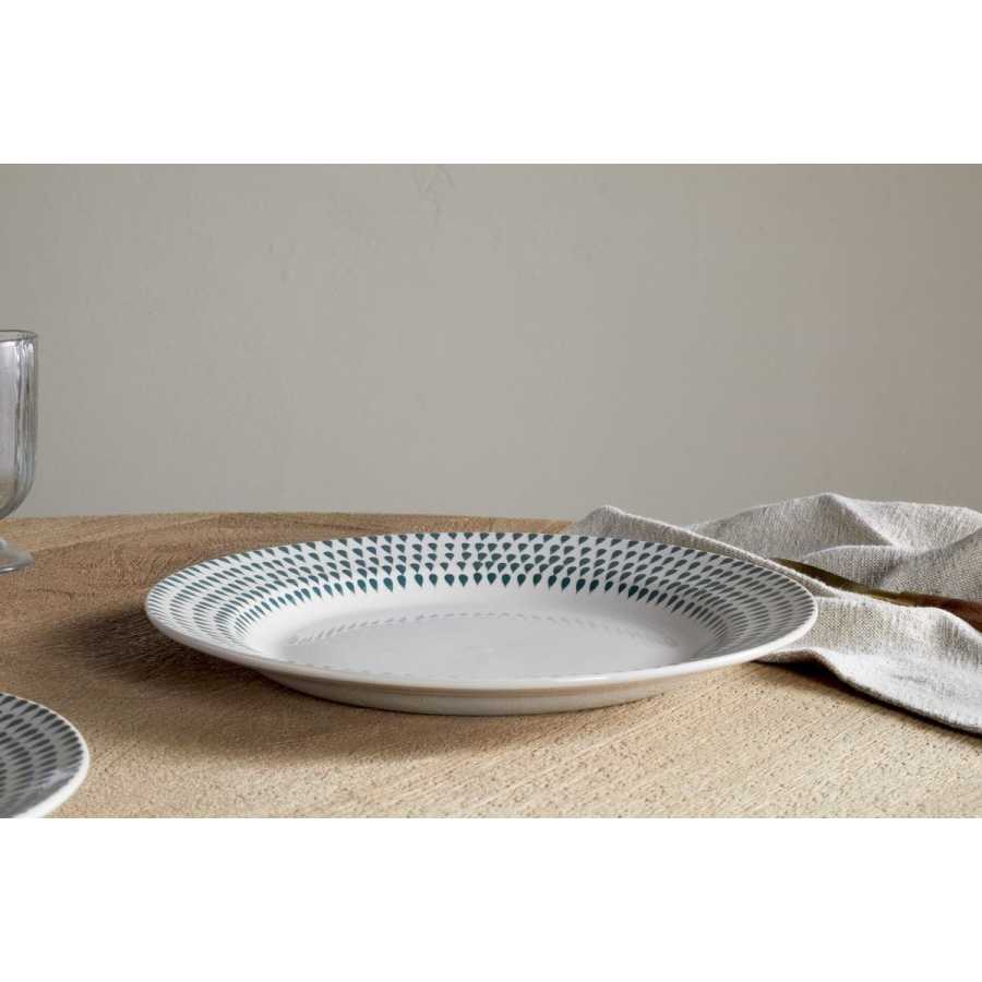 Nkuku Juniper Drop Dinner Plate - Cream & Juniper