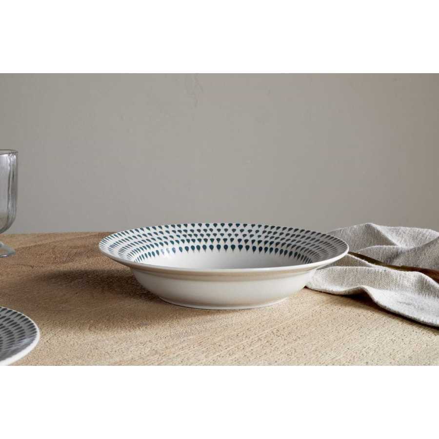 Nkuku Juniper Drop Pasta Bowl - Cream & Juniper