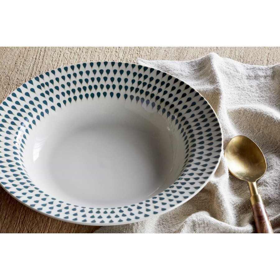 Nkuku Juniper Drop Pasta Bowl - Cream & Juniper