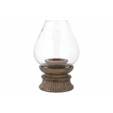 Nkuku Kawani Mango Wood Lantern - Dark Ash