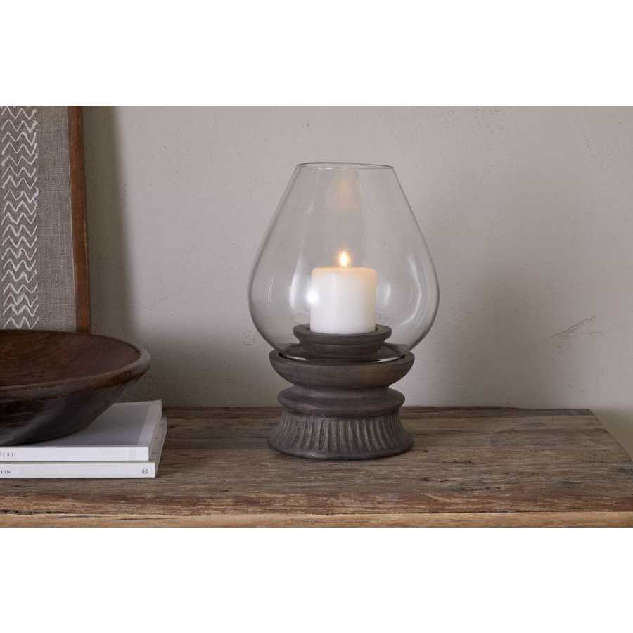 Nkuku Kawani Mango Wood Lantern - Dark Ash