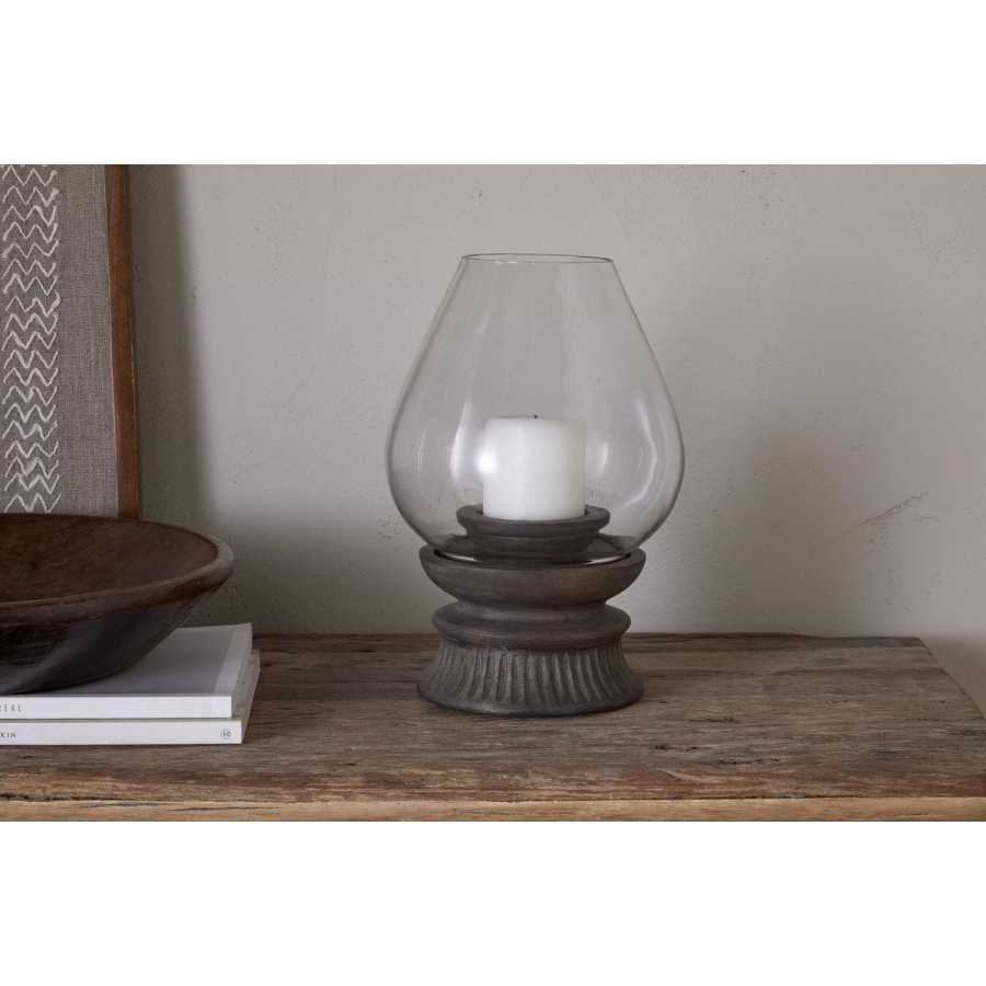 Nkuku Kawani Mango Wood Lantern - Dark Ash