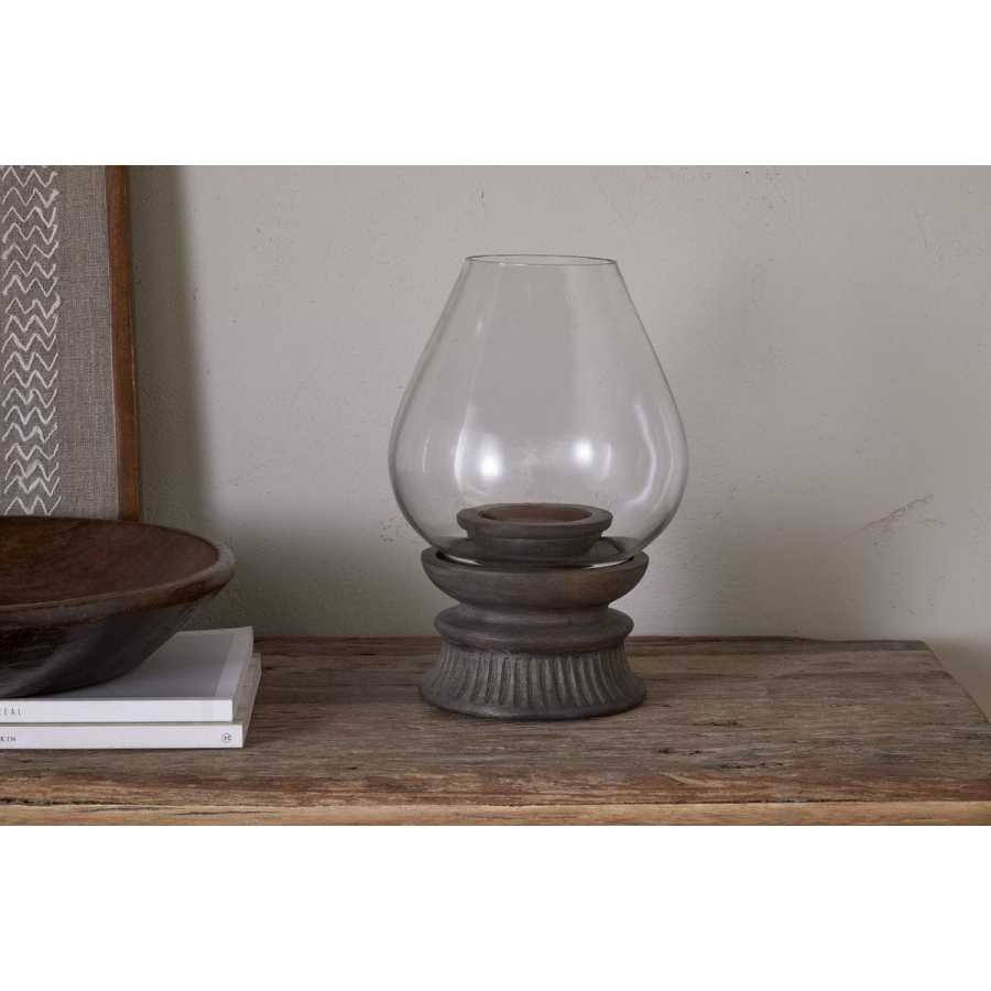 Nkuku Kawani Mango Wood Lantern - Dark Ash