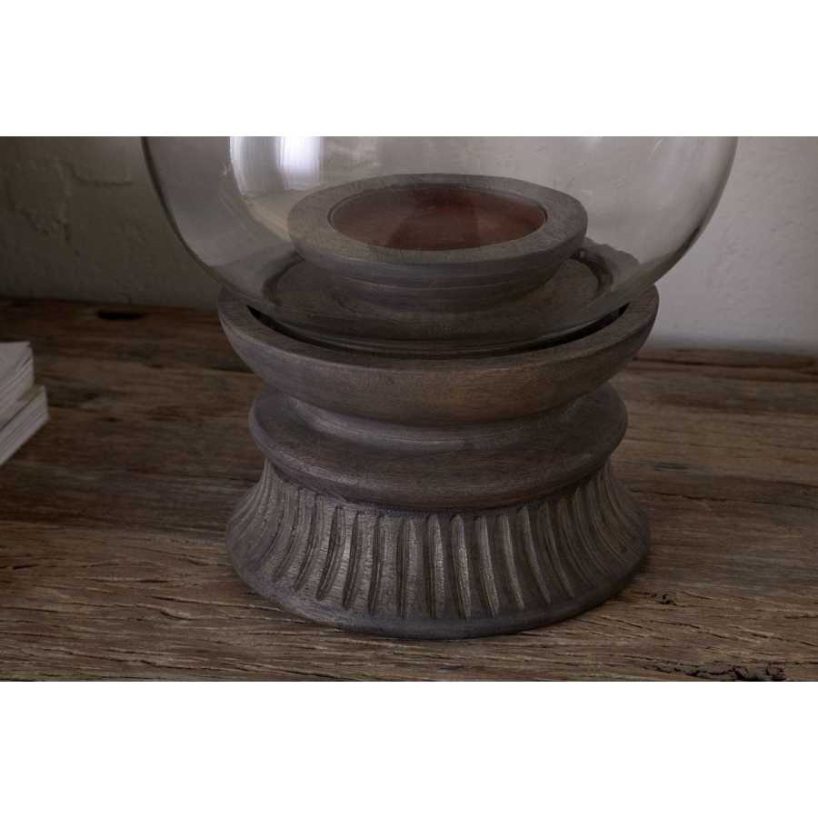 Nkuku Kawani Mango Wood Lantern - Dark Ash