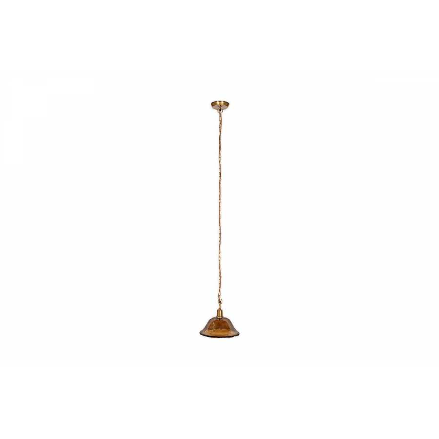 Nkuku Keju Organic Shape Recycled Glass Pendant - Dark Amber