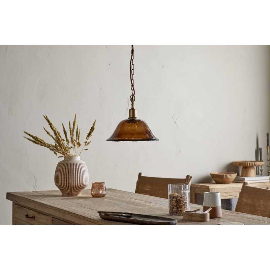 Nkuku Keju Organic Shape Recycled Glass Pendant - Dark Amber