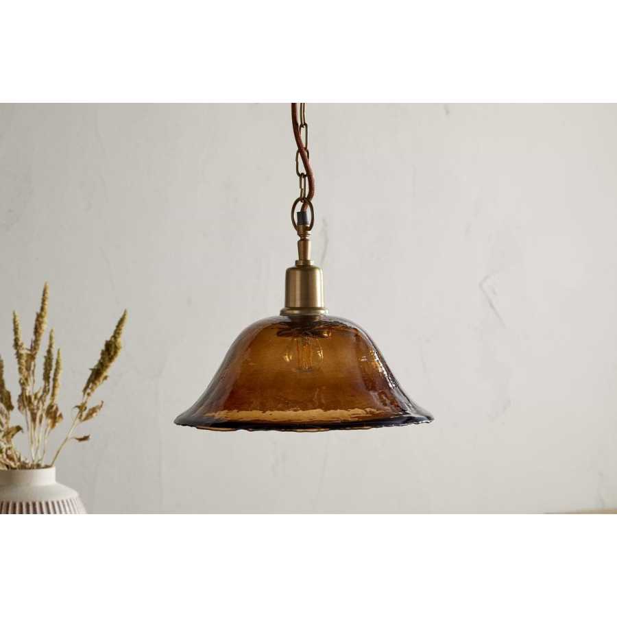 Nkuku Keju Organic Shape Recycled Glass Pendant - Dark Amber