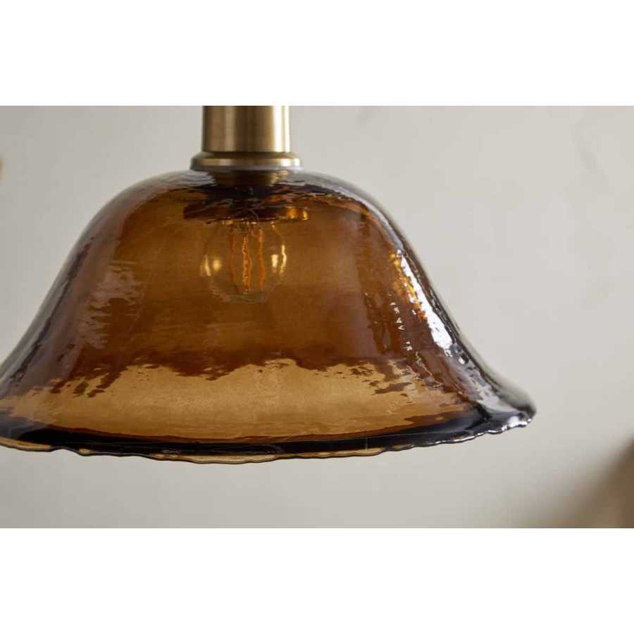 Nkuku Keju Organic Shape Recycled Glass Pendant - Dark Amber