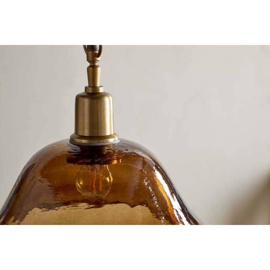 Nkuku Keju Organic Shape Recycled Glass Pendant - Dark Amber
