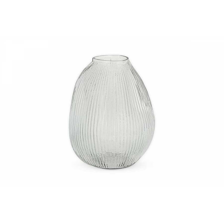 Nkuku Linsy Ribbed Glass Vase - Clear