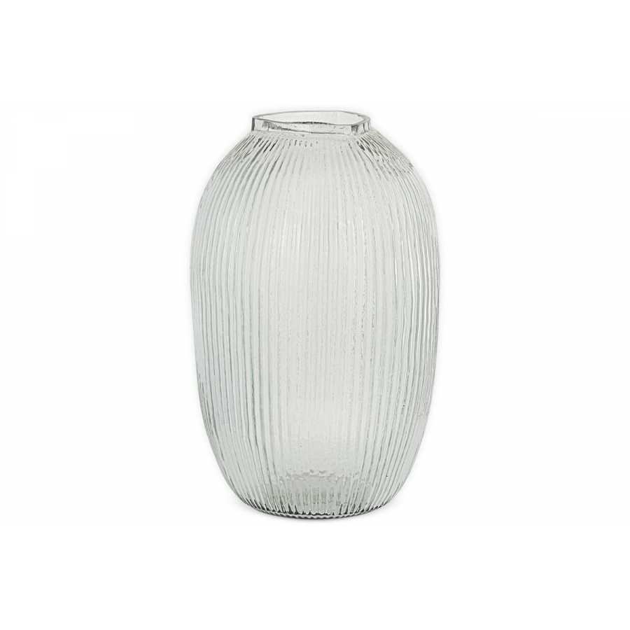 Nkuku Linsy Ribbed Glass Vase - Clear
