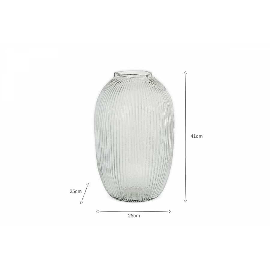 Nkuku Linsy Ribbed Glass Vase - Clear