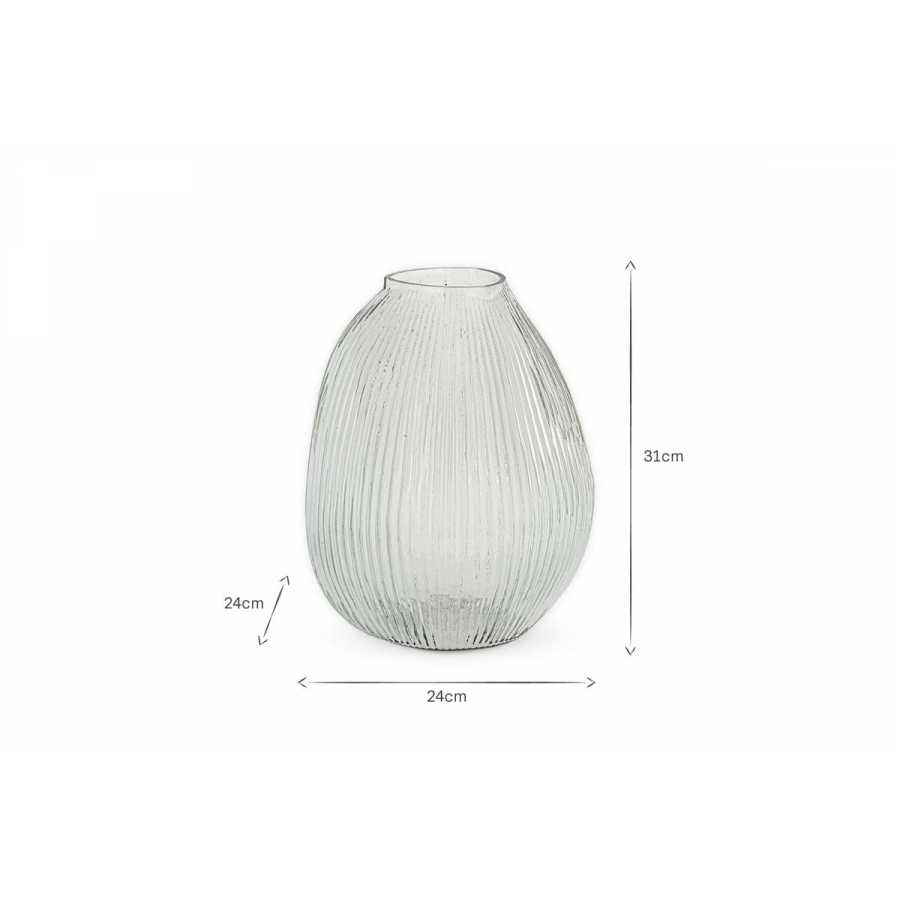 Nkuku Linsy Ribbed Glass Vase - Clear