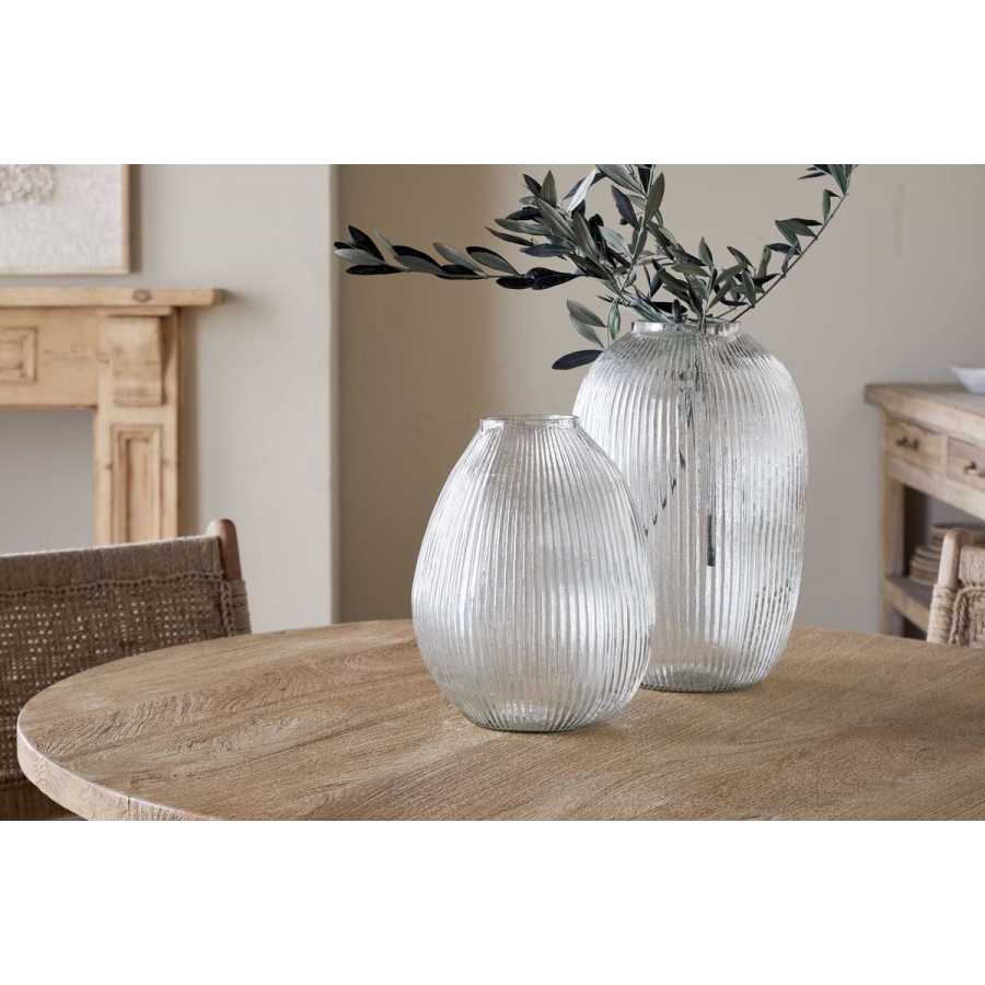 Nkuku Linsy Ribbed Glass Vase - Clear
