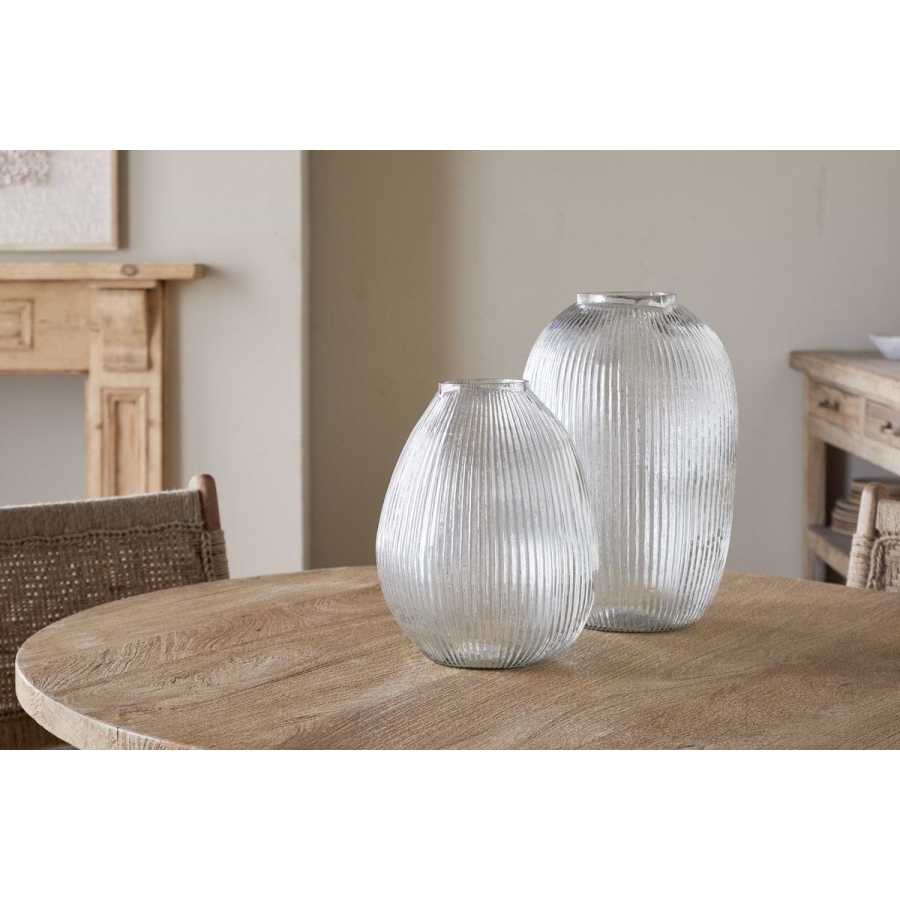 Nkuku Linsy Ribbed Glass Vase - Clear