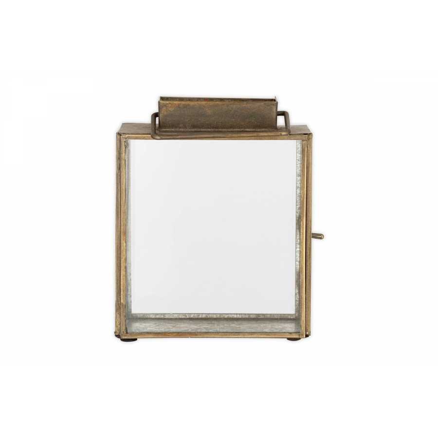 Nkuku Obi Mini Table Lantern - Antique Brass