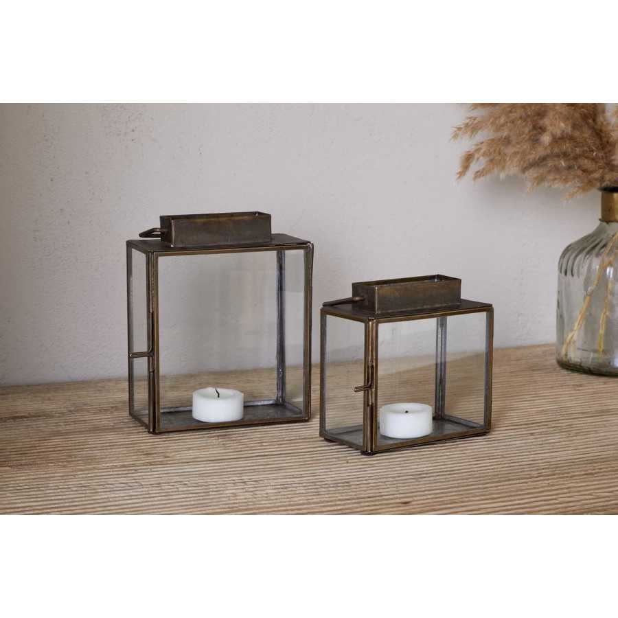 Nkuku Obi Mini Table Lantern - Antique Brass