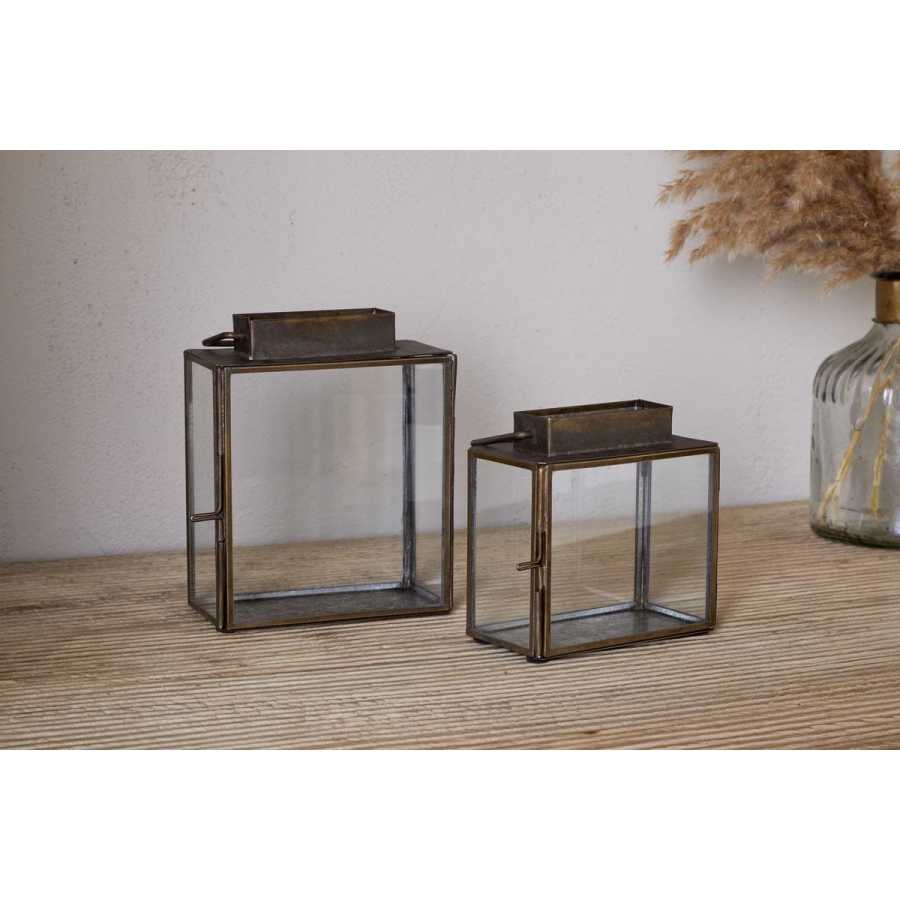 Nkuku Obi Mini Table Lantern - Antique Brass
