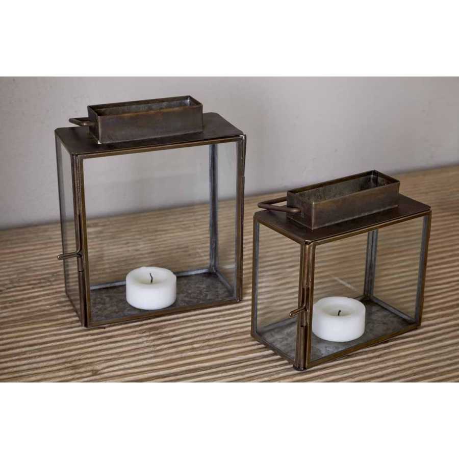 Nkuku Obi Mini Table Lantern - Antique Brass