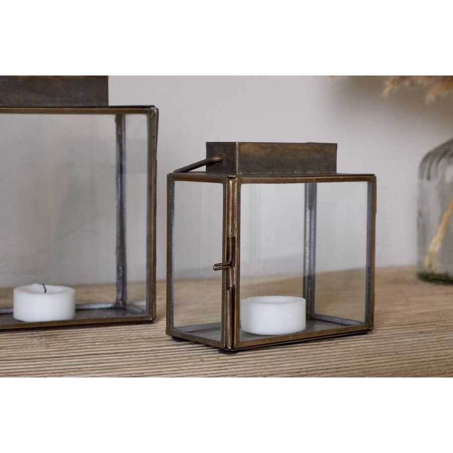 Nkuku Obi Mini Table Lantern - Antique Brass