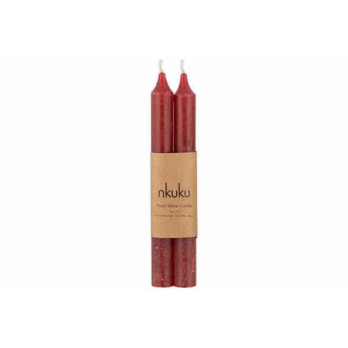 Nkuku Rustic Soy Blend Dinner Candle - Dark Cherry (Set of 2)