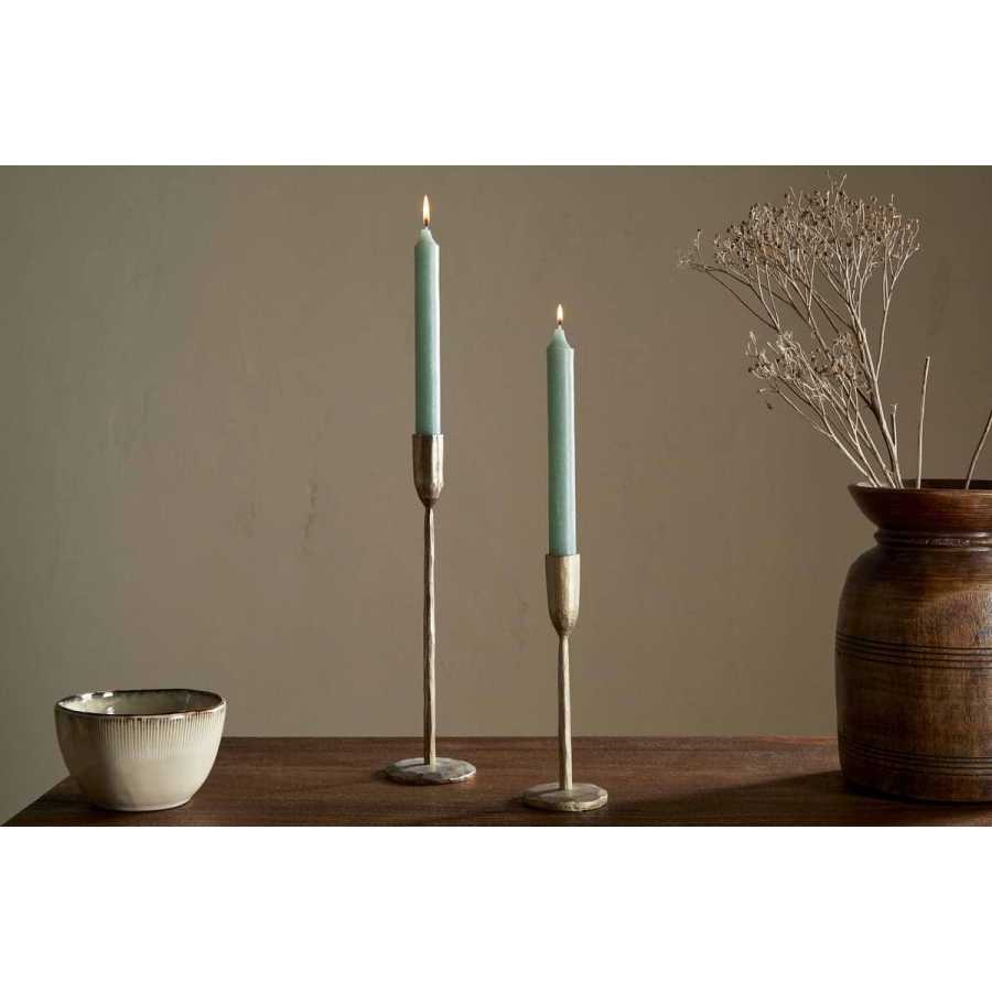 Nkuku Rustic Soy Blend Dinner Candle - Sage Green (Set of 2)
