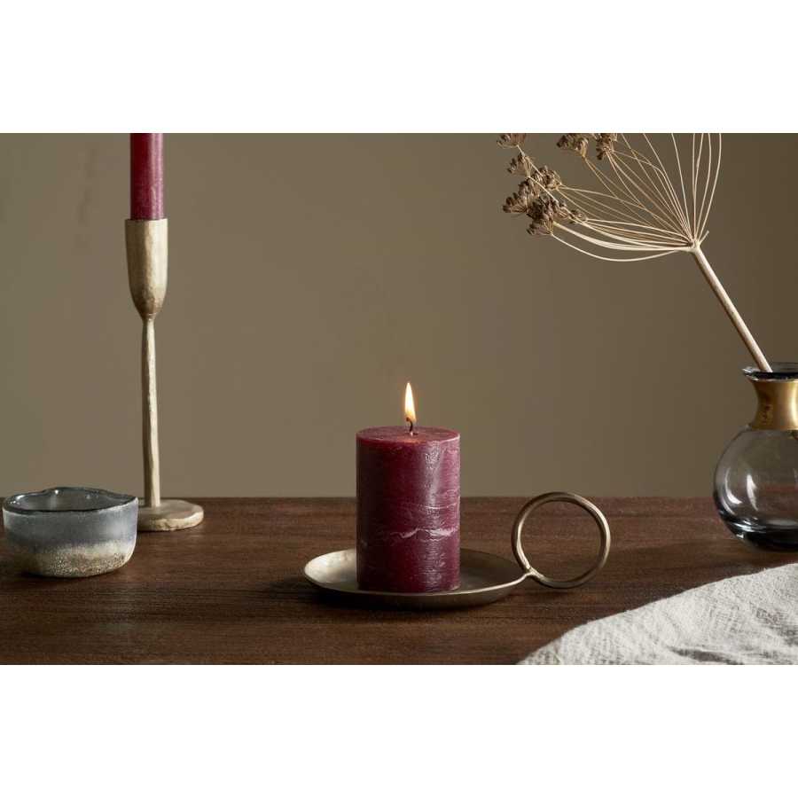 Nkuku Rustic Soy Blend Mini Pillar Candle - Dark Cherry