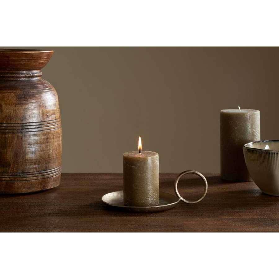 Nkuku Rustic Soy Blend Mini Pillar Candle - Olive