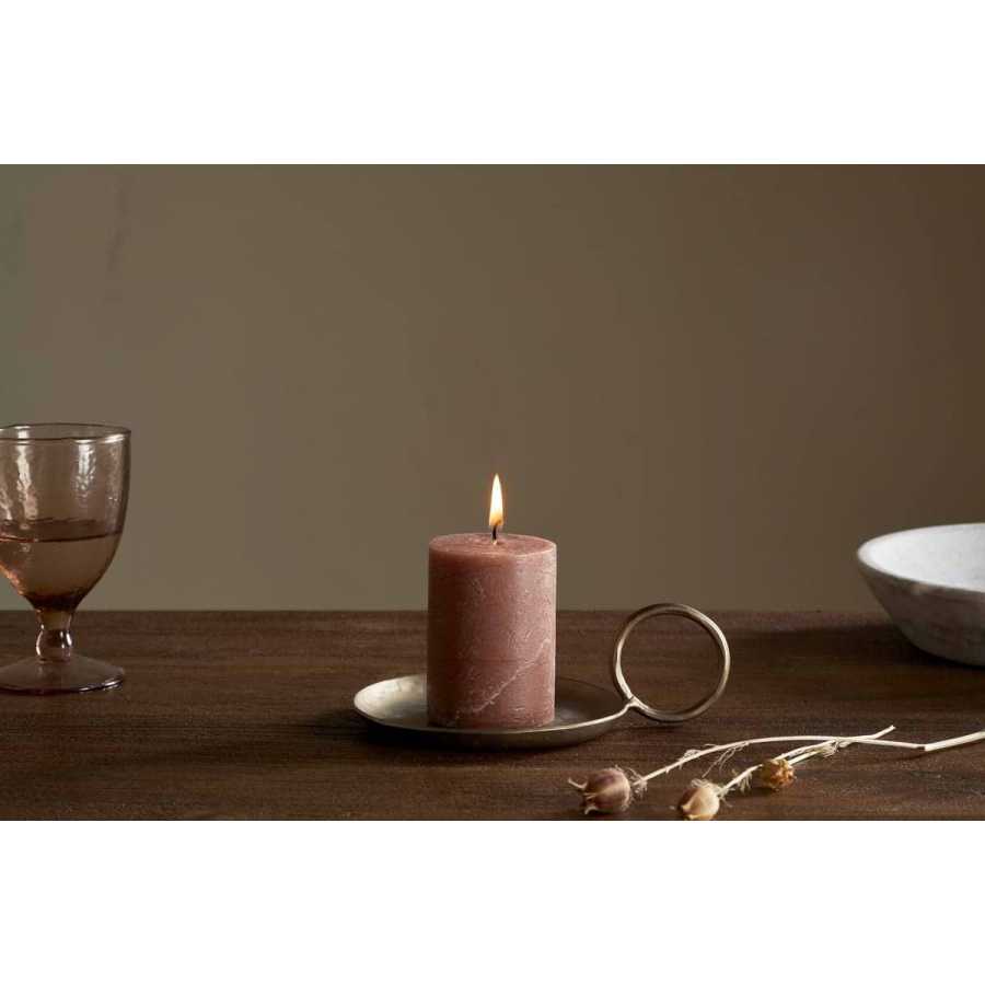 Nkuku Rustic Soy Blend Mini Pillar Candle - Rust