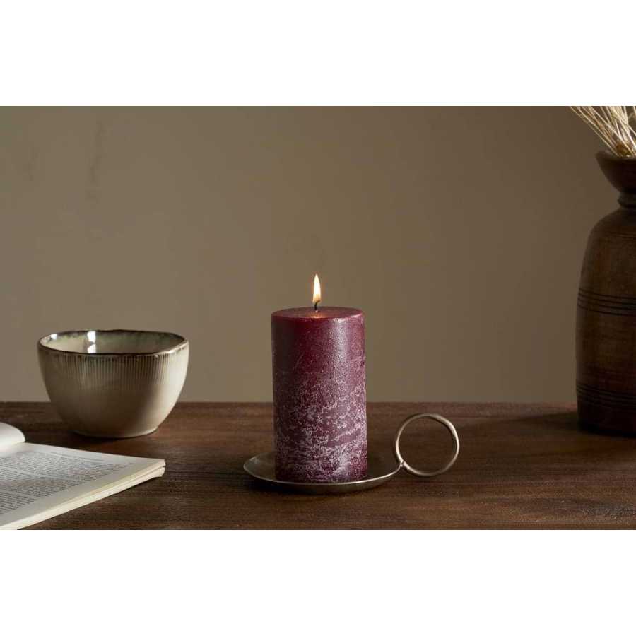 Nkuku Rustic Soy Blend Pillar Candle - Dark Cherry - Small