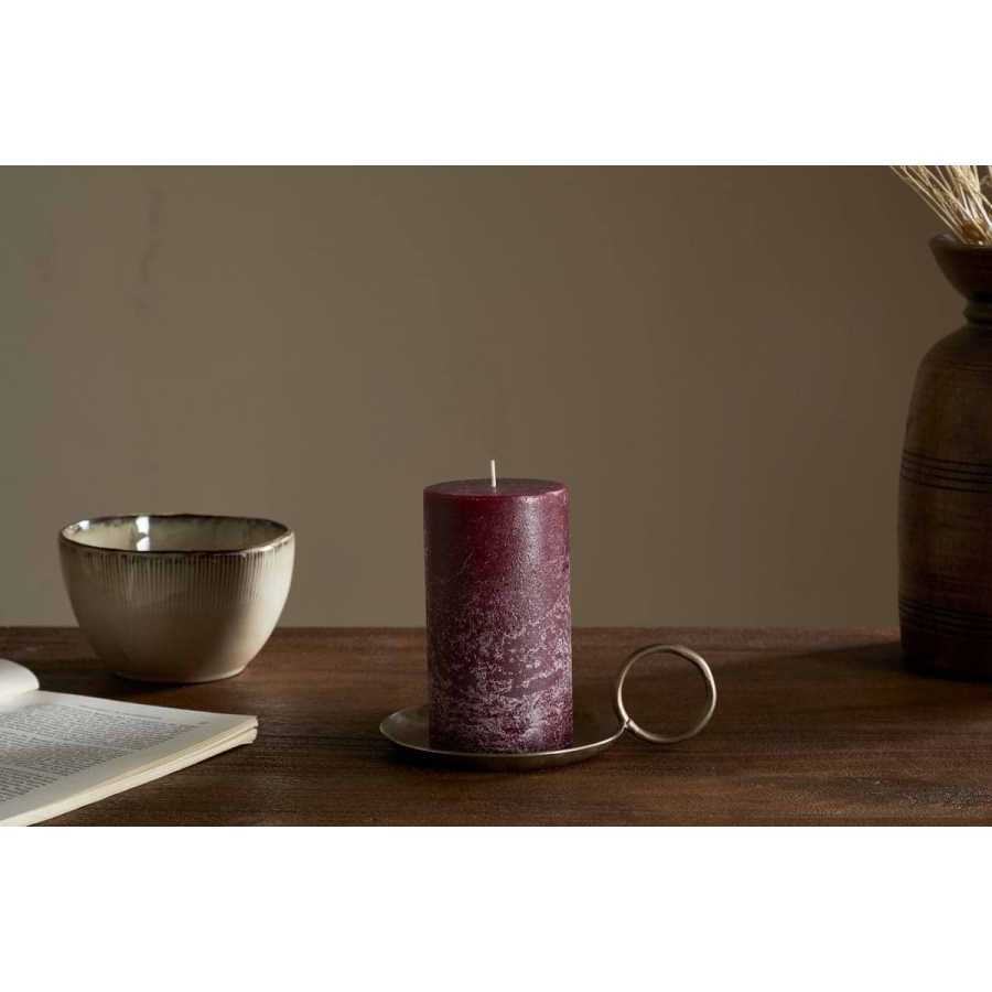 Nkuku Rustic Soy Blend Pillar Candle - Dark Cherry - Small