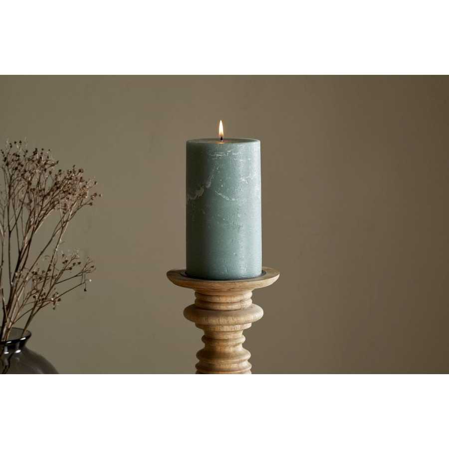 Nkuku Rustic Soy Blend Pillar Candle - Sage Green - Large