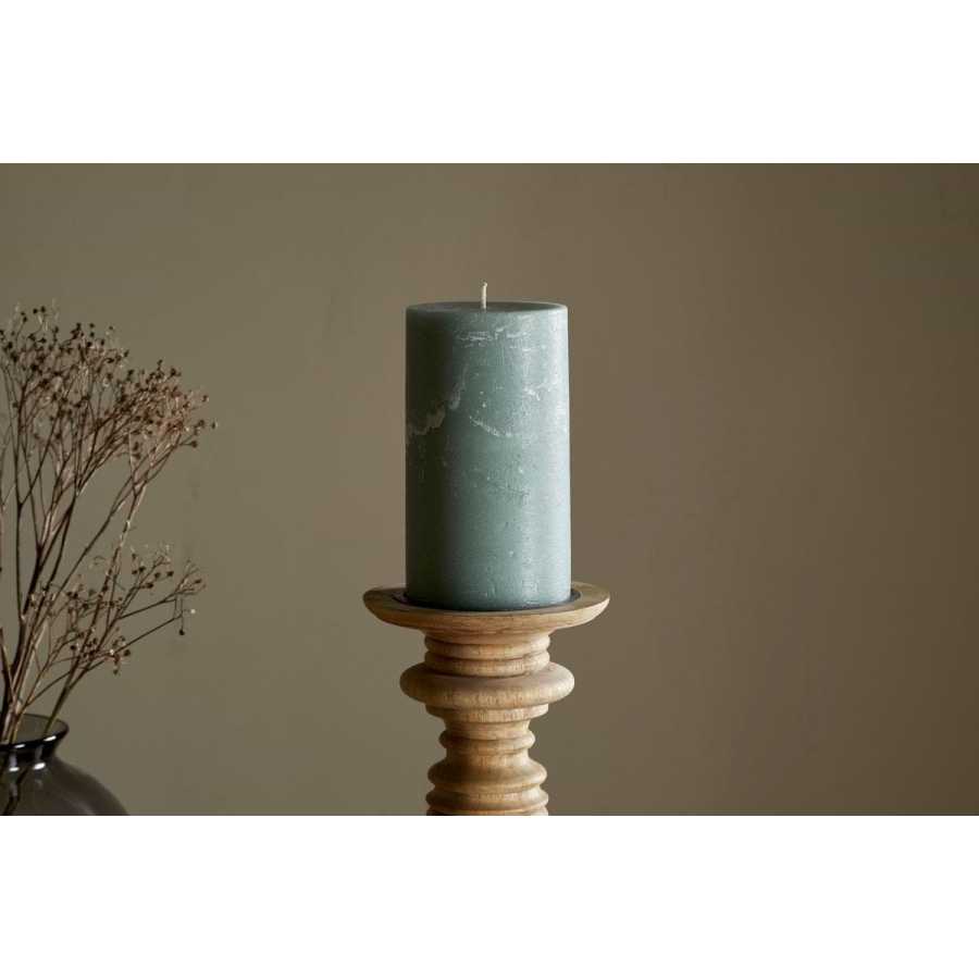 Nkuku Rustic Soy Blend Pillar Candle - Sage Green - Large