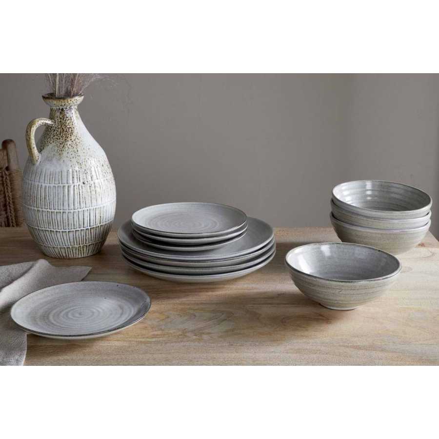 Nkuku Valinha Earthenware Dinnerware Set - Grey  (Set of 12)