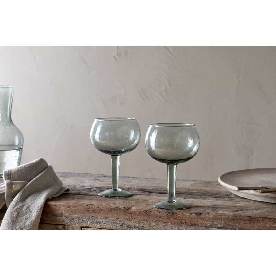 Nkuku Yala Hammered Gin Glass - Sage Green (Set of 2)