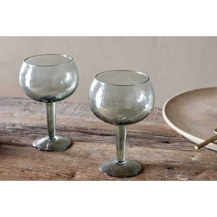 Nkuku Yala Hammered Gin Glass - Sage Green (Set of 2)