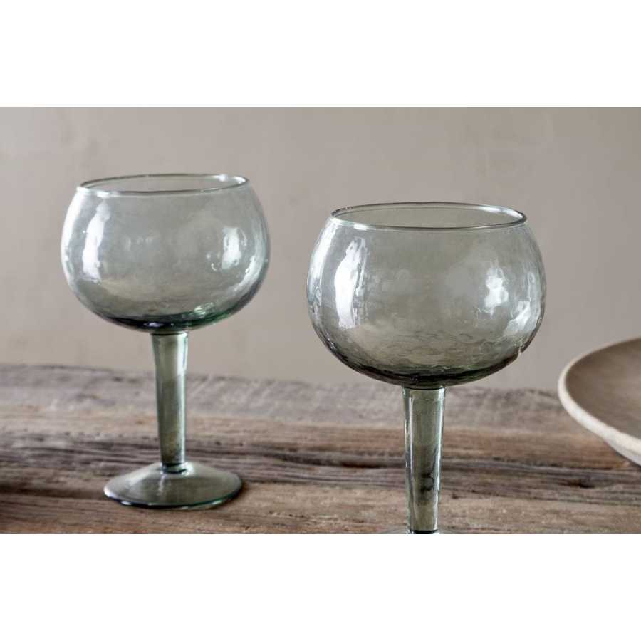 Nkuku Yala Hammered Gin Glass - Sage Green (Set of 2)