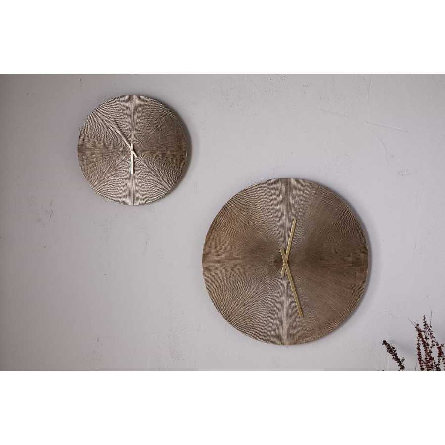 Nkuku Zuwena Etched Wall Clock - Antique Brass