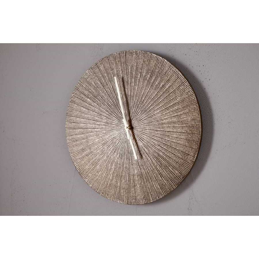 Nkuku Zuwena Etched Wall Clock - Antique Brass